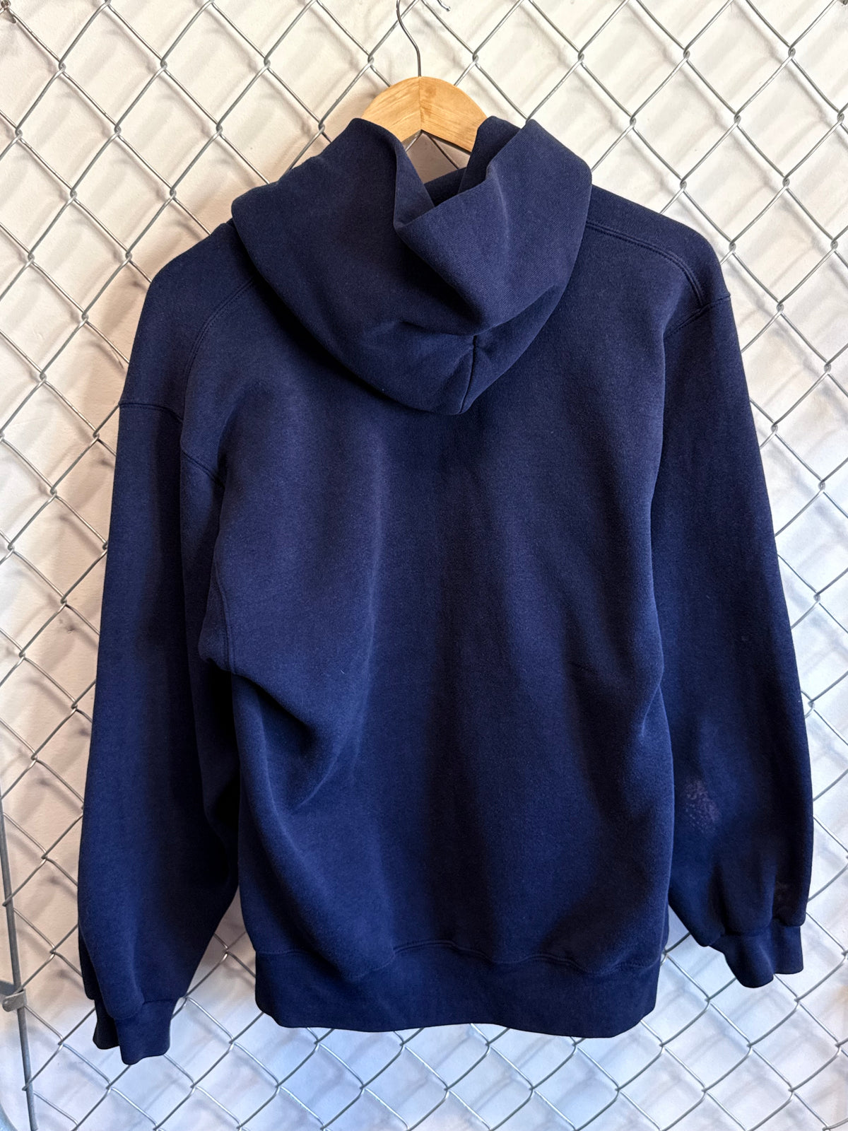 Vintage 90's Navy Military Blue Zip Up Hoodie Size Medium