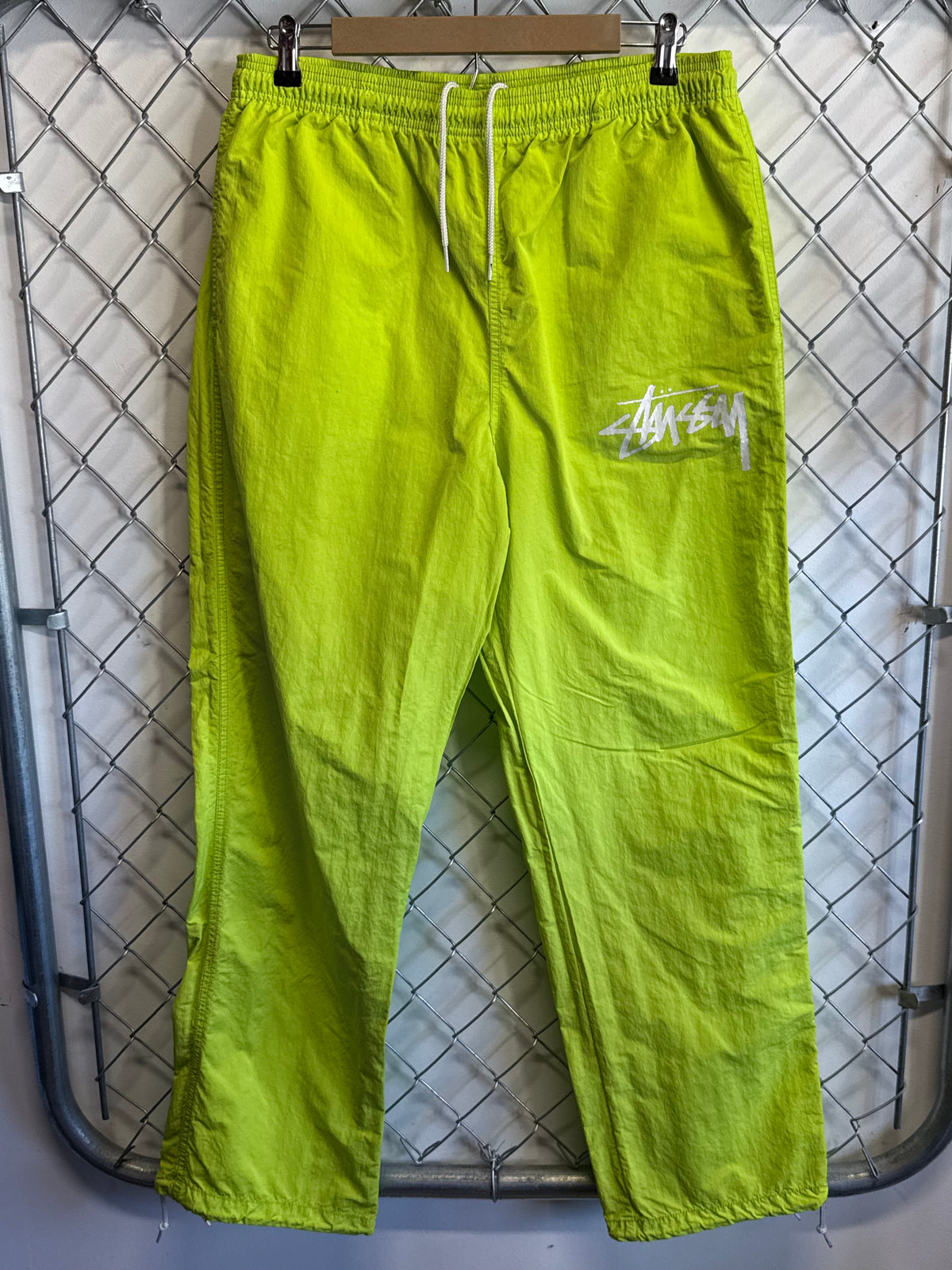 Nike x Stussy Volt Green Windbreaker Pants Size Medium