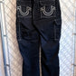 True Religion Jet Black Cargo Pants Size 34x31