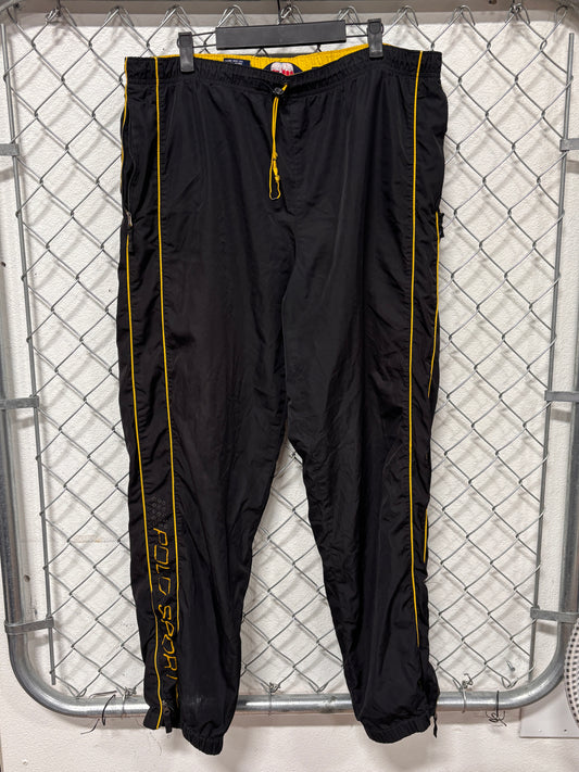Vintage Polo Ralph Lauren Polo Sport Black Yellow Track Pants Size Large