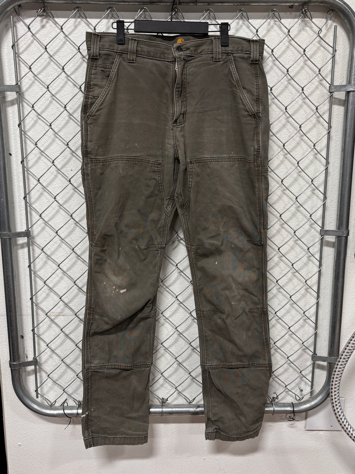 Carhartt Distressed Green Double Knee Carpenter Pants Size 34x34