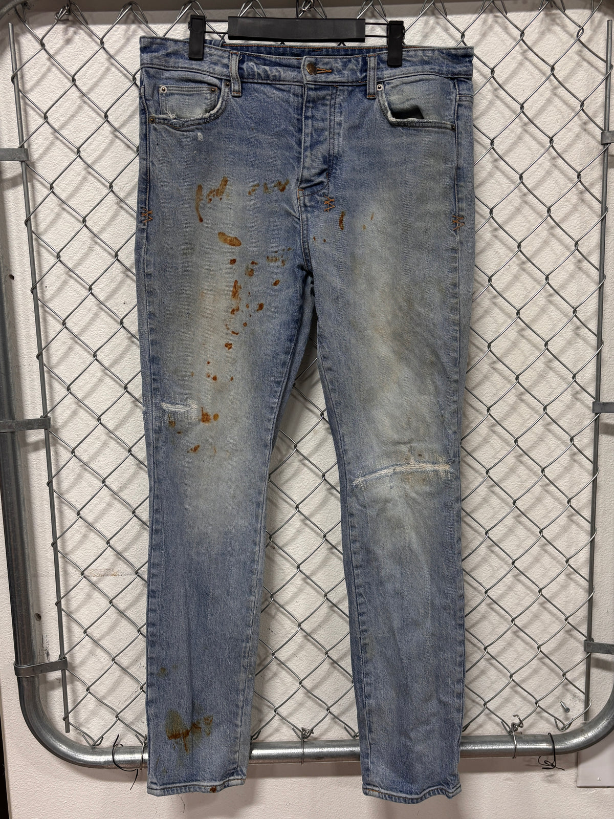 Ksubi Light Wash Rust Stained Chitch Slim Fit Jeans Size 33x32