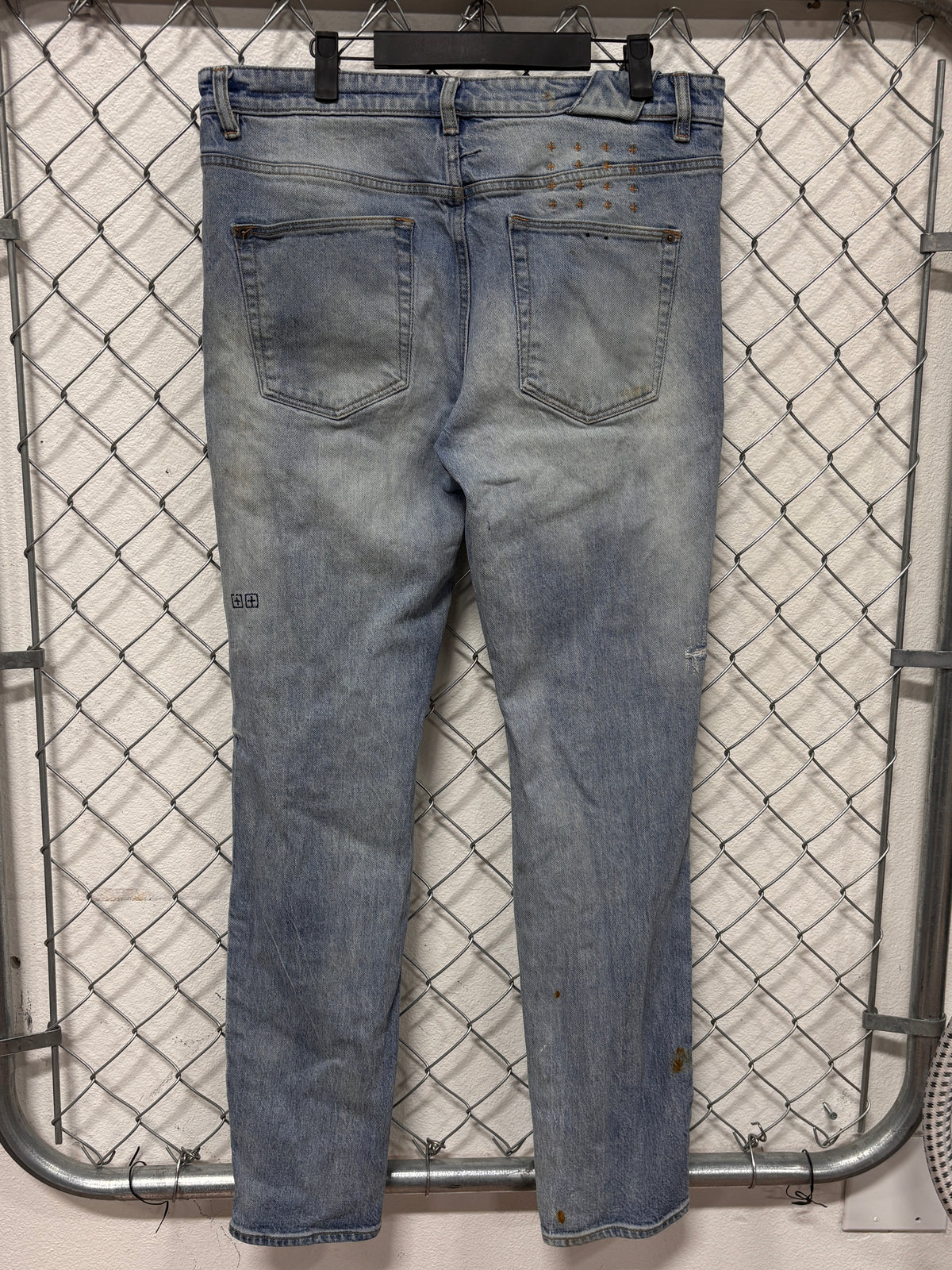 Ksubi Light Wash Rust Stained Chitch Slim Fit Jeans Size 33x32