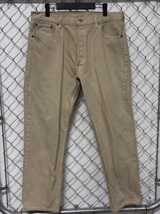 Vintage 90's Levi's Light Brown 501 Denim Jeans Size 34x30