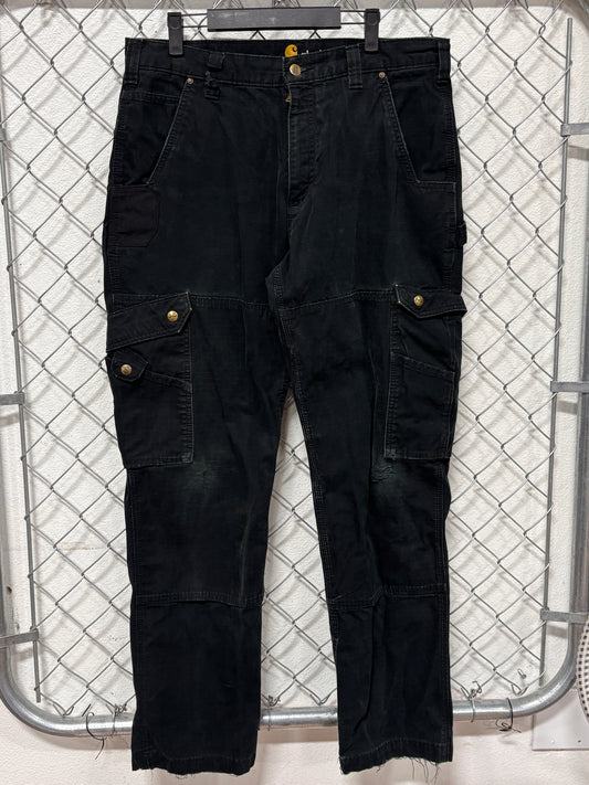 Carhartt Black Cargo Workwear Carpenter Pants Size 35x33