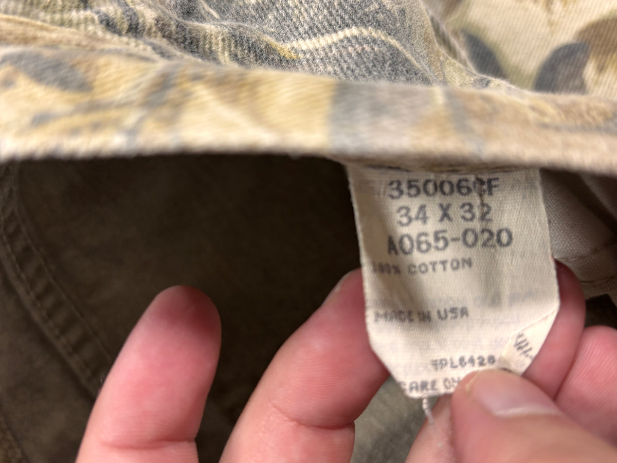 Vintage Wrangler Woodland Camo Rugged Wear Hunting Jeans Size 32x30