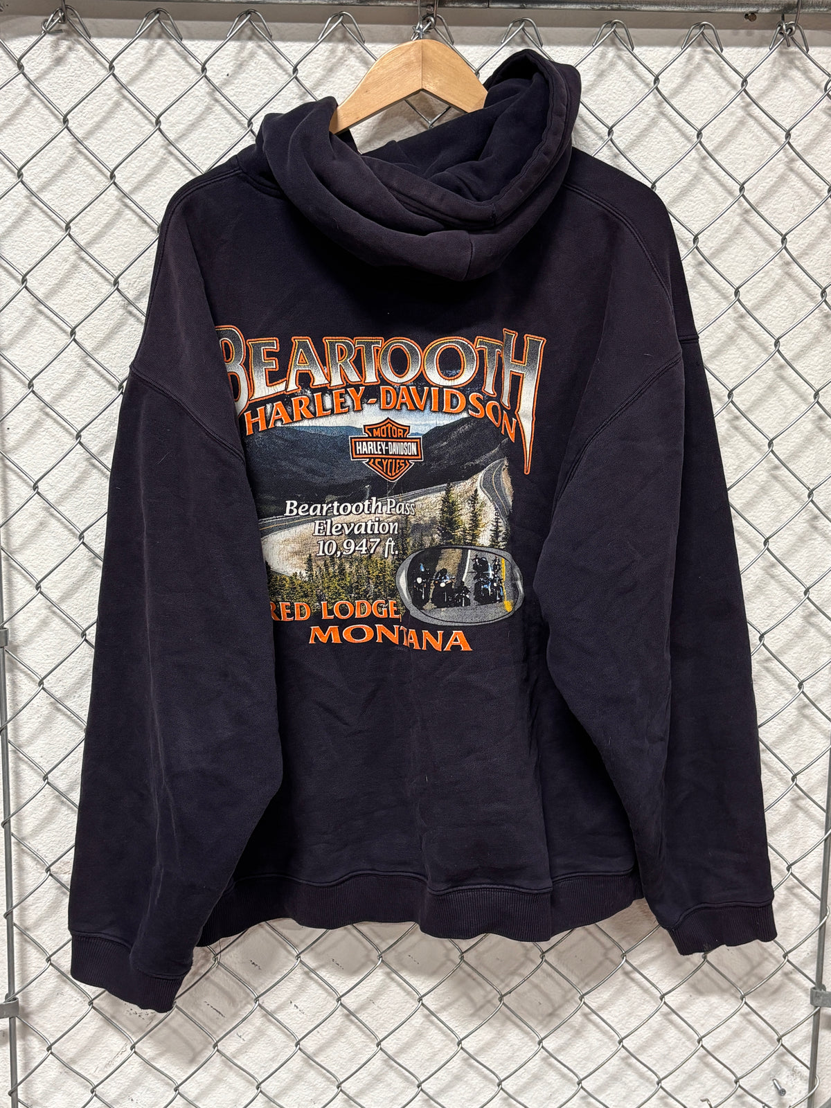 Y2K Harley Davidson Red Lodge Montana Blue Hoodie Size 3XL