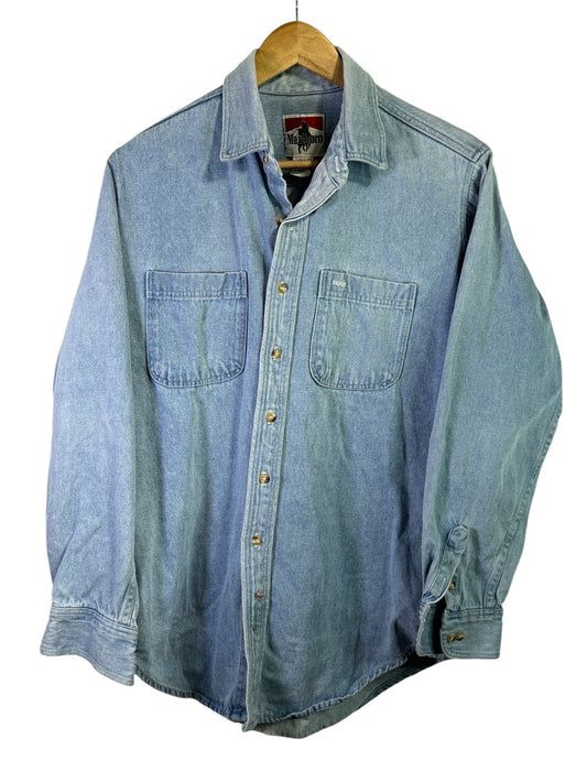 Vintage 90's Marlboro Country Store Denim Button Up Shirt Size Medium