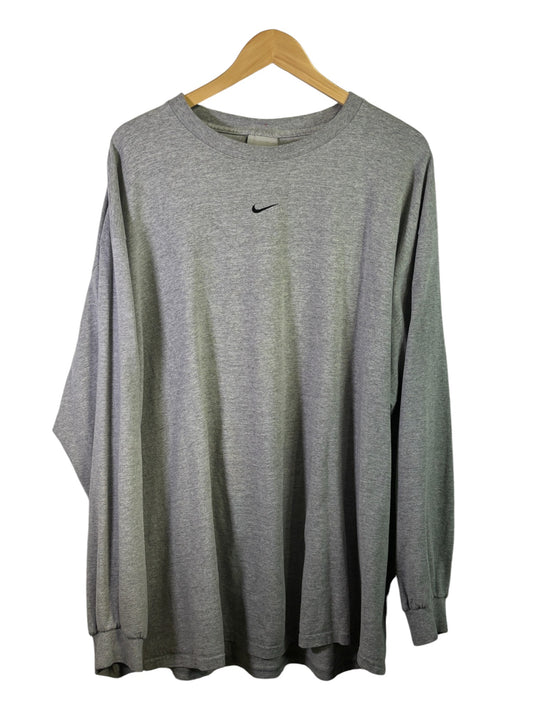 Vintage 00's Nike Center Swoosh Grey Long Sleeve Shirt Size XXL