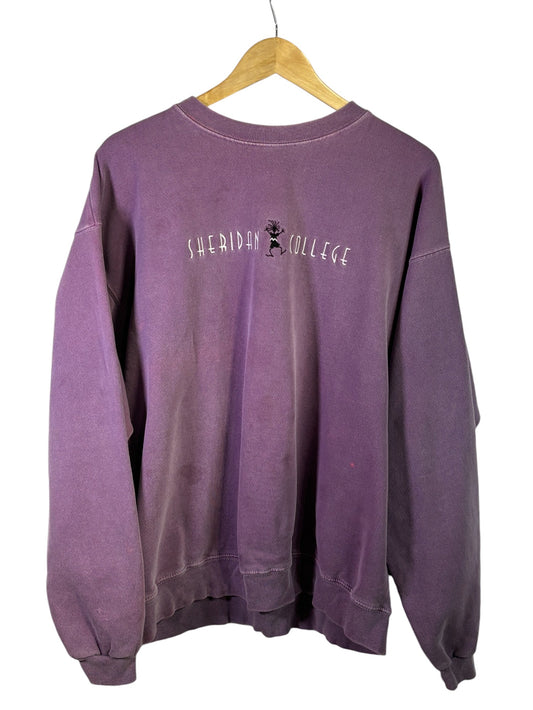 Vintage 90's Sheridan College Overdyed Purple Crewneck Size XL