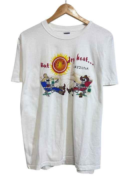 Vintage Arizona Dry Heat Skeleton Humor Graphic Tee Size Large