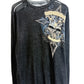 Vintage Y2K Affliction Thermal Long Sleeve Blue Big Print Shirt Size Large