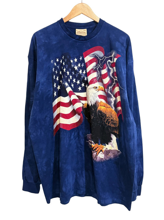 Vintage Y2K The Mountain American Flag Bald Eagle Shirt Size XXL