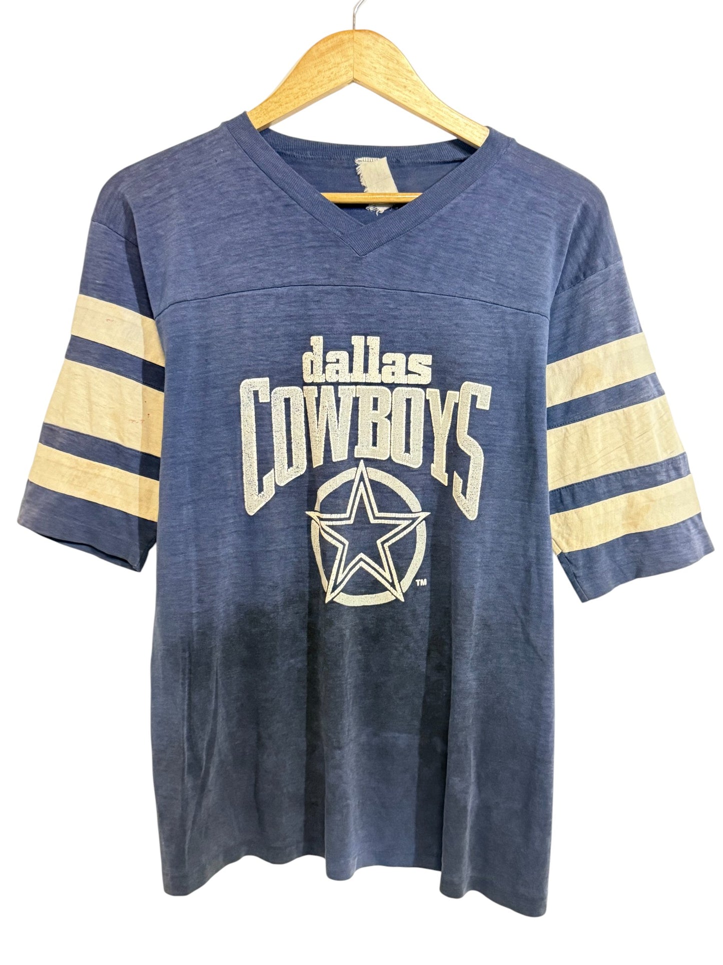 Vintage 80's Dallas Cowboys 3/4 NFL Logo Graphic Tee Size Medium