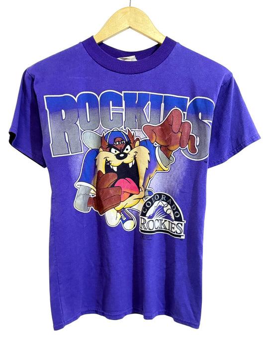 Vintage 90's Colorado Rockies Taz Looney Tunes Baseball Tee Size Medium