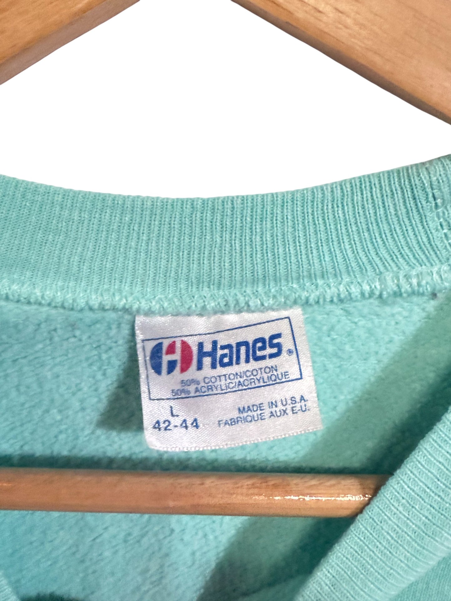 Vintage 90's Hanes Light Blue Blank Crewneck Sweater Size Large