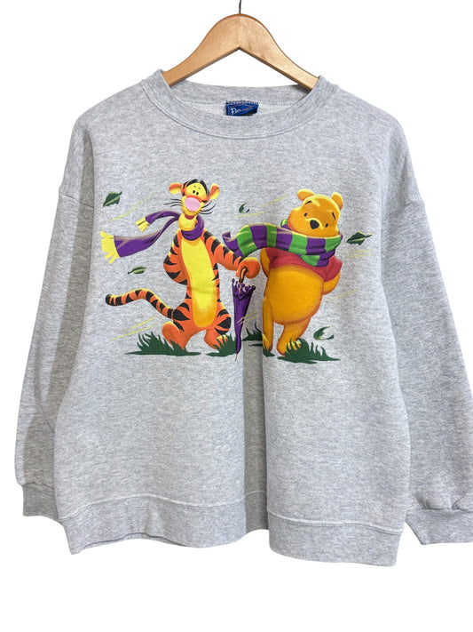Vintage 90's Winnie the Pooh Cartoon Grey Crewneck Sweater Size Medium