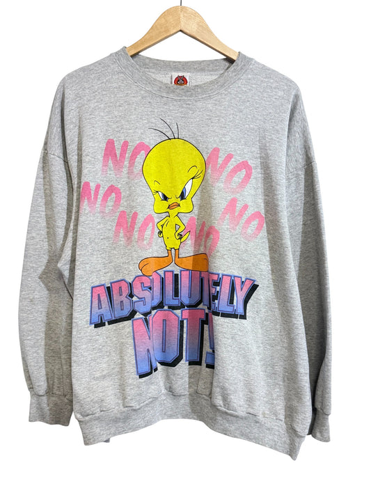 Vintage 90's Looney Tunes Tweety Bird Absolutely Not Sweater Size Large