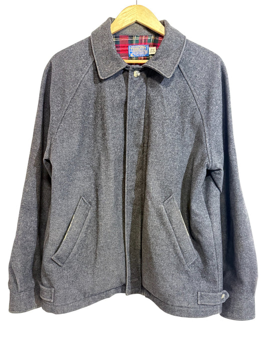 Vintage 80's Pendleton Grey Flannel Lined Harrington Jacket Size Medium