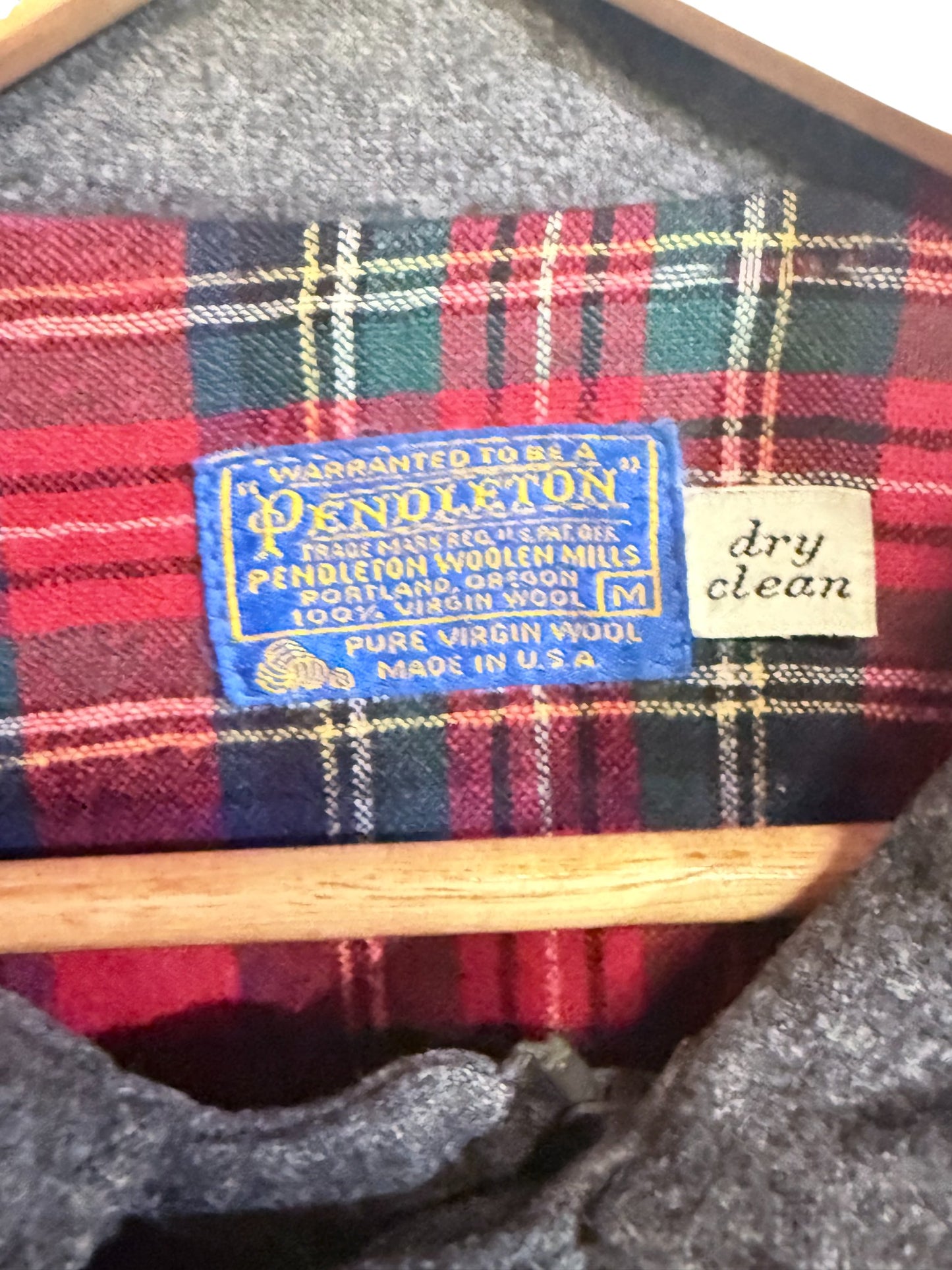 Vintage 80's Pendleton Grey Flannel Lined Harrington Jacket Size Medium