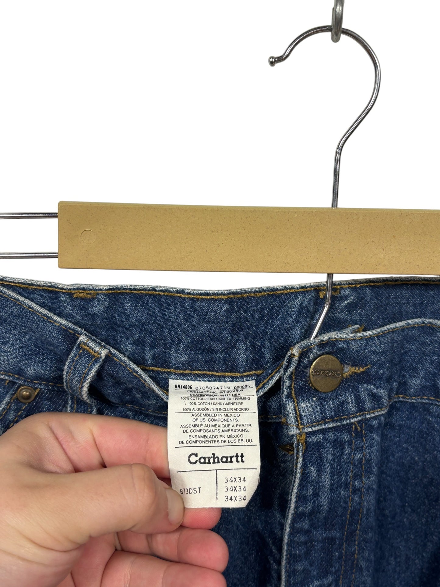 Vintage Carhartt Denim Double Knee Carpenter Jeans Size 33x34