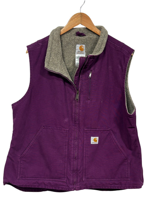 Carhartt Sherpa Lined Women's Purple Zip Up Vest Size XL