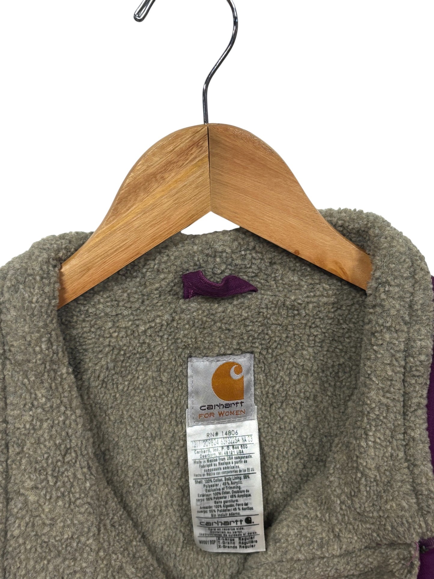 Carhartt Sherpa Lined Women's Purple Zip Up Vest Size XL