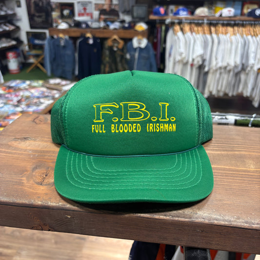 Vintage FBI Full Blooded Irishman Green Trucker Hat