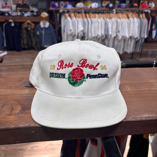 Vintage 1995 Rose Bowl Oregon Penn State Pasadena White Snapback Hat