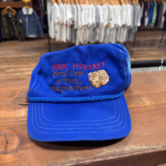 Vintage 80's Montana Department Fish Wildlife Grizzle Bear Hat