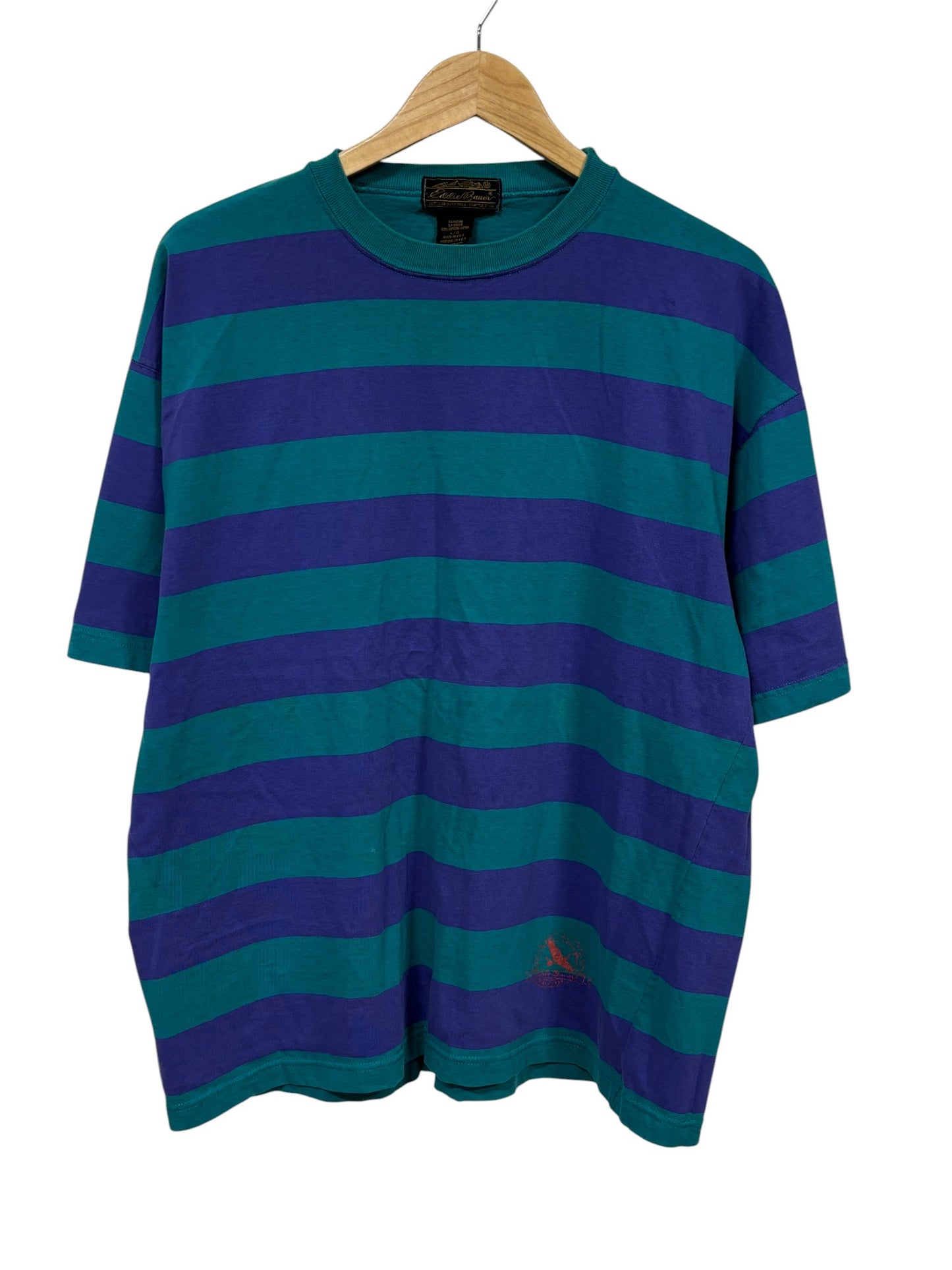 Vintage 90's Eddie Bauer Single Stitch Grunge Striped Tee Size Large