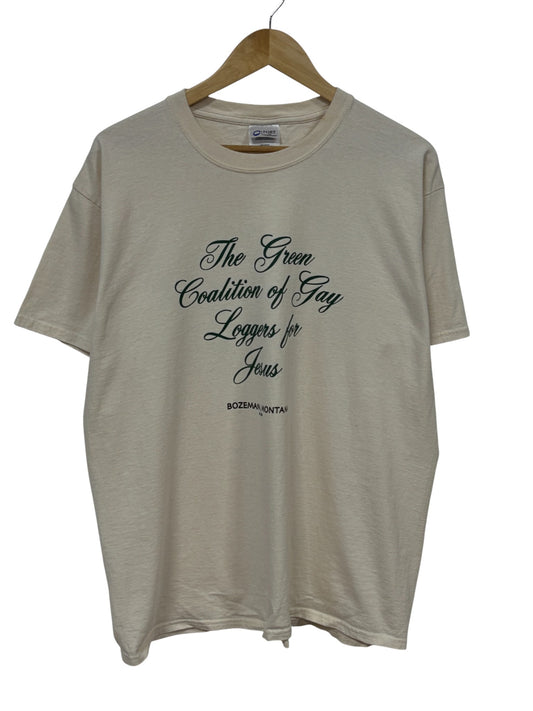Vintage Bozeman Montana Green Coalition Gay Loggers for Jesus Tee Size XL