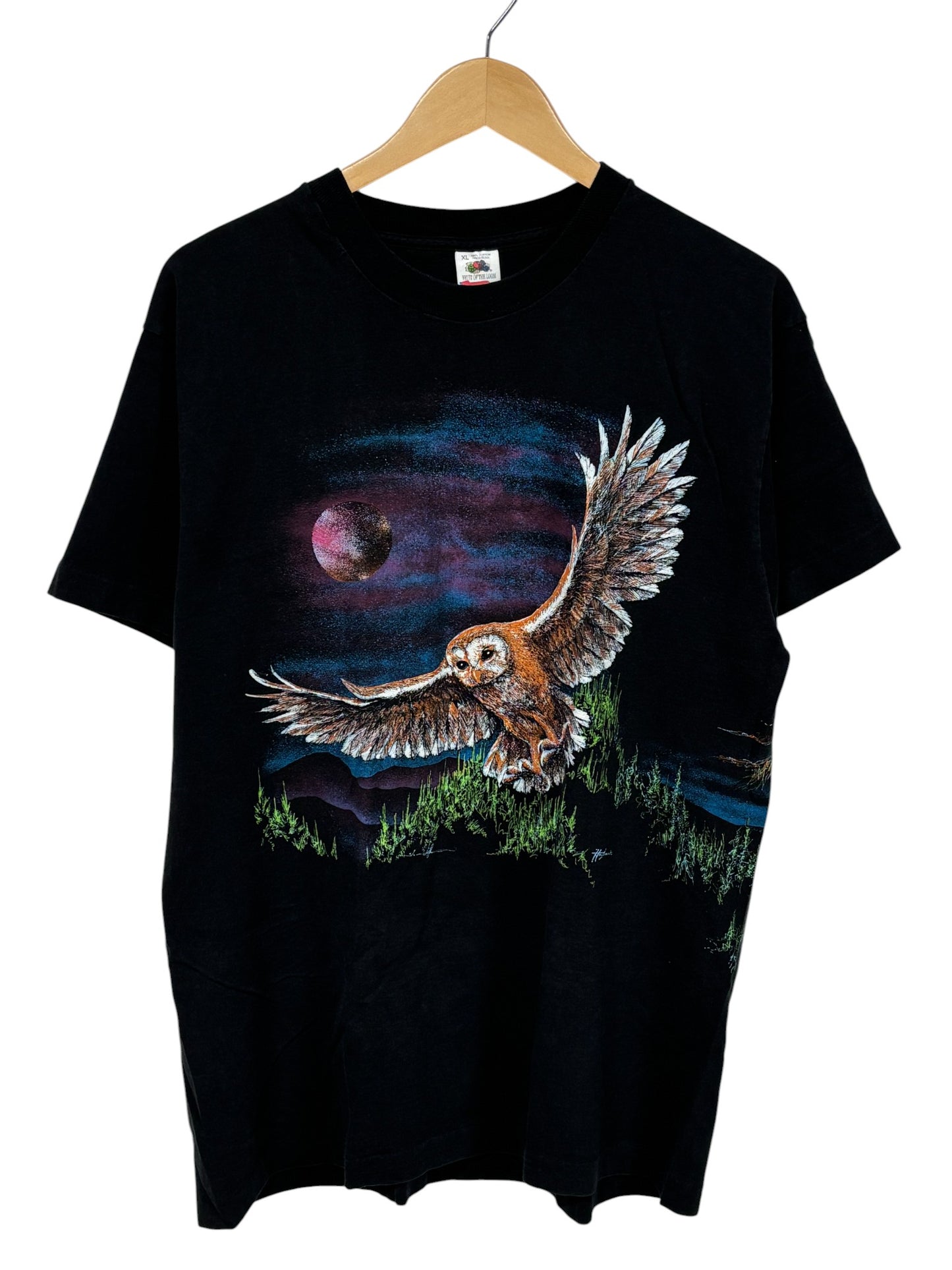 Vintage 90's Owl Wraparound Nature Graphic Tee Size XL