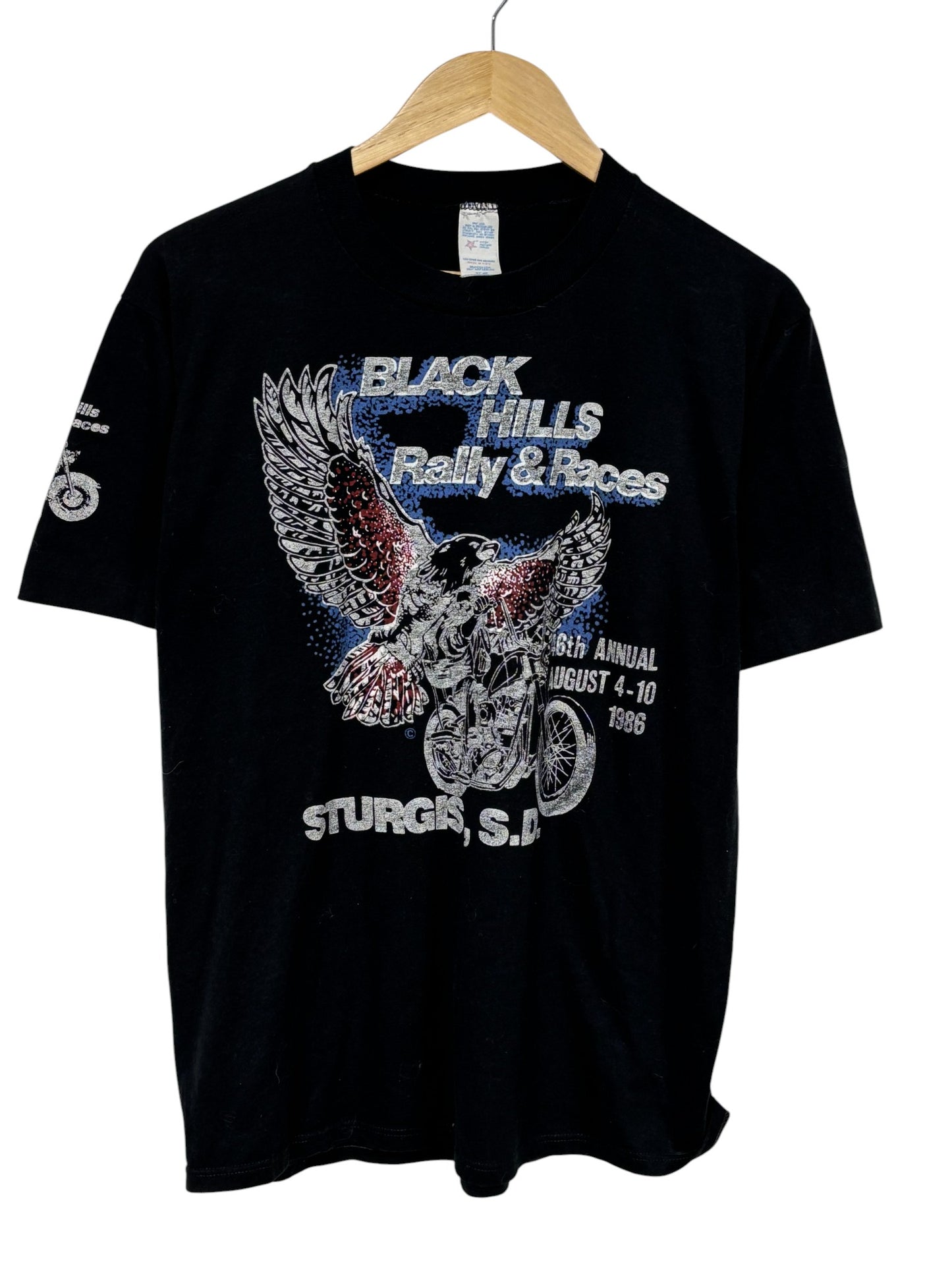 Vintage 1986 Sturgis Black Hills Rally Biker Harley Graphic Tee Size Large