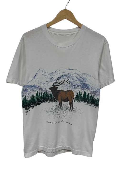 Vintage 90's Elk Mountain Nature Double Sided Graphic Tee Size Medium