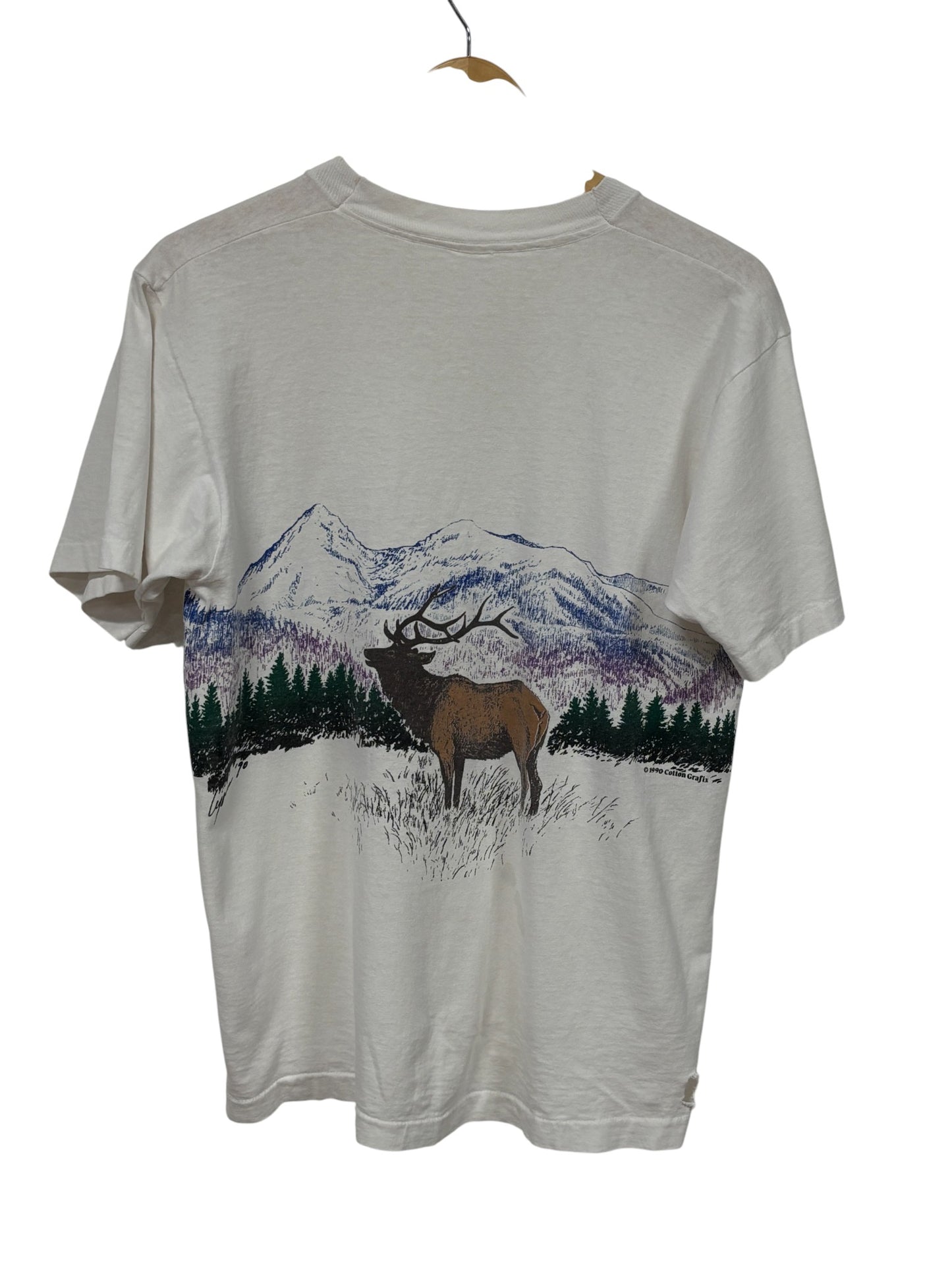 Vintage 90's Elk Mountain Nature Double Sided Graphic Tee Size Medium