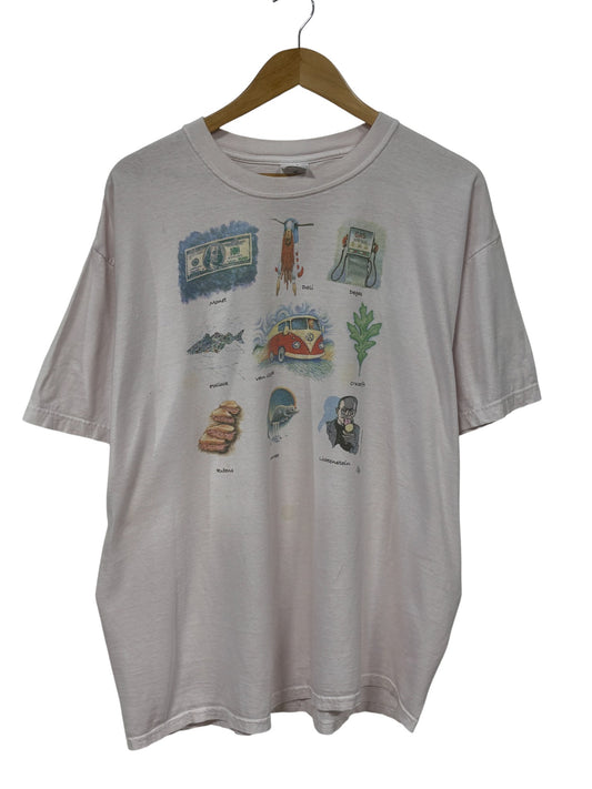 Vintage 90's Artist Names Humor Graphic Tee Size XL