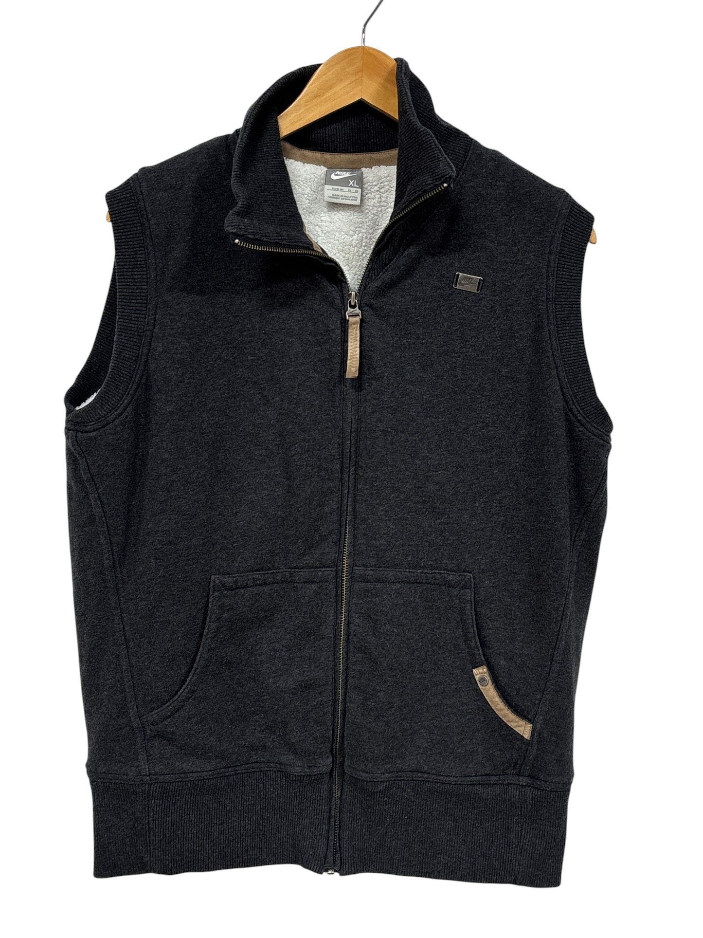 Vintage Y2K Nike Small Swoosh Fleece Zip Up Vest Size XL