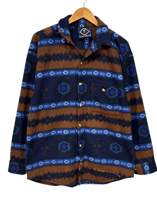 Vintage 90's Santana Aztec Print Fleece Button Up Shirt Size Large