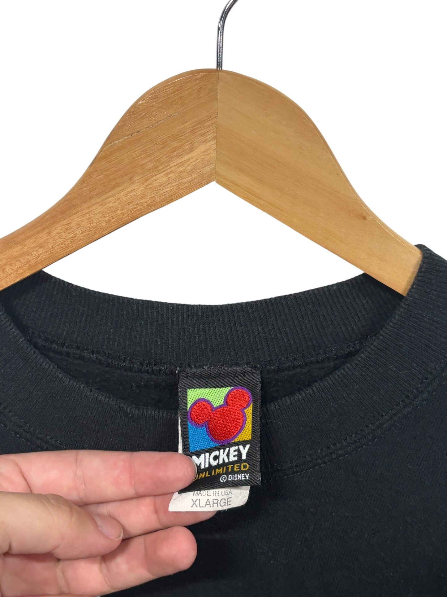 Vintage 90's Disney Mickey Mouse Spellout Crewneck Sweater Size XL