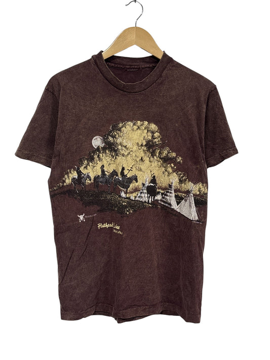 Vintage 90's Flathead Lake Montana Native Art Graphic Tee Size Medium