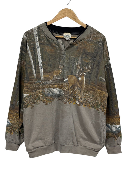Vintage 90's Nature Forest All Over Print Sweater Size XL