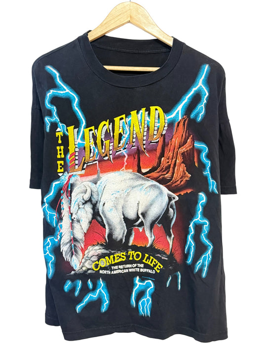 Vintage 90's American Thunder Legend White Buffalo AOP Tee Size XL