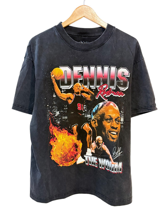 Modern Dennis Rodman Parking Lot Style NBA Graphic Tee Size Large