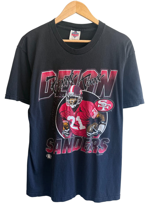 Vintage 1994 Deion Sanders Prime Time 49ers NFL Graphic Tee Size Large