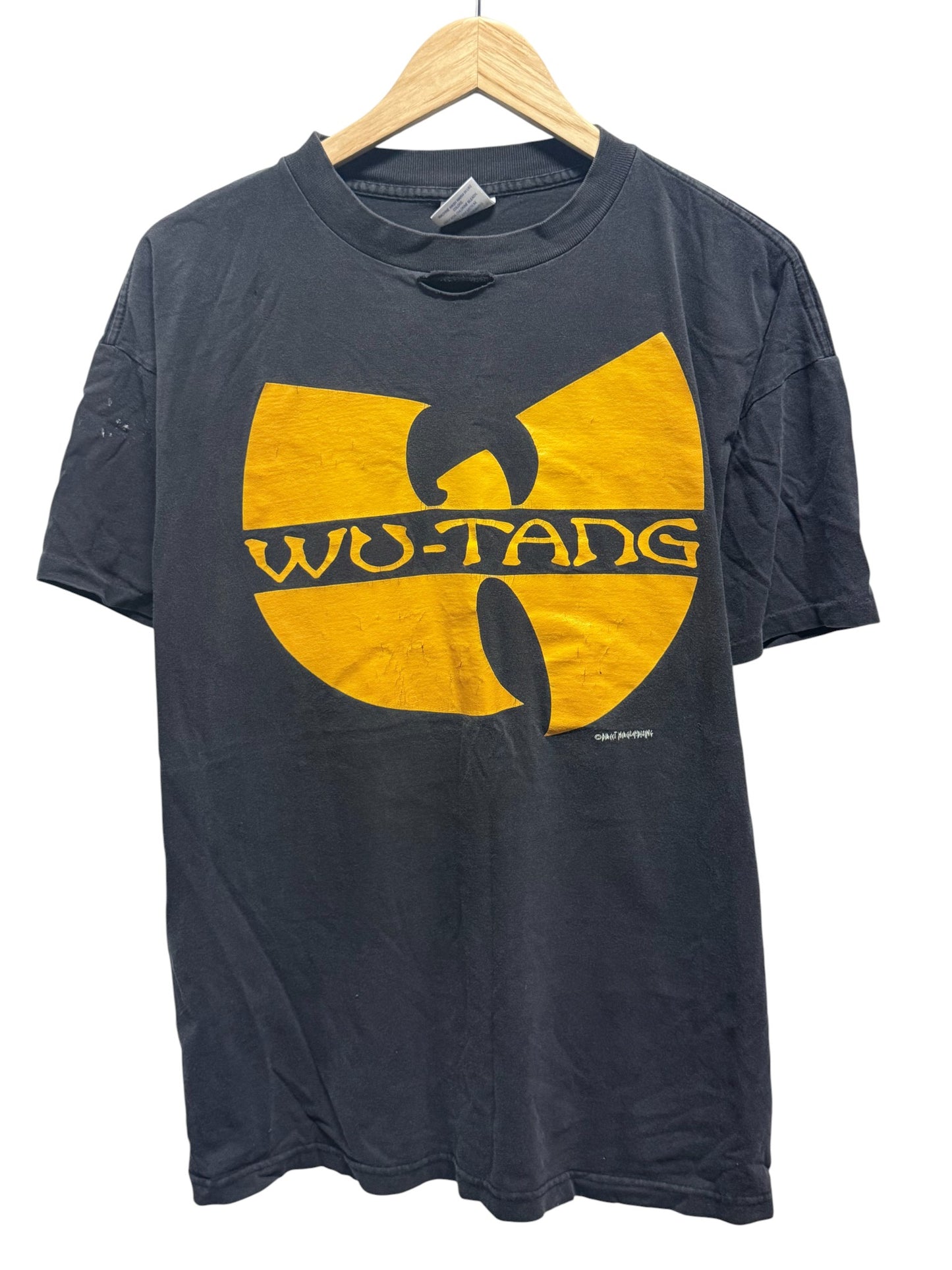 Vintage 90's Wu-Tang Cream Cash Rules Everything Pyramid Tag Rap Tee Size XL