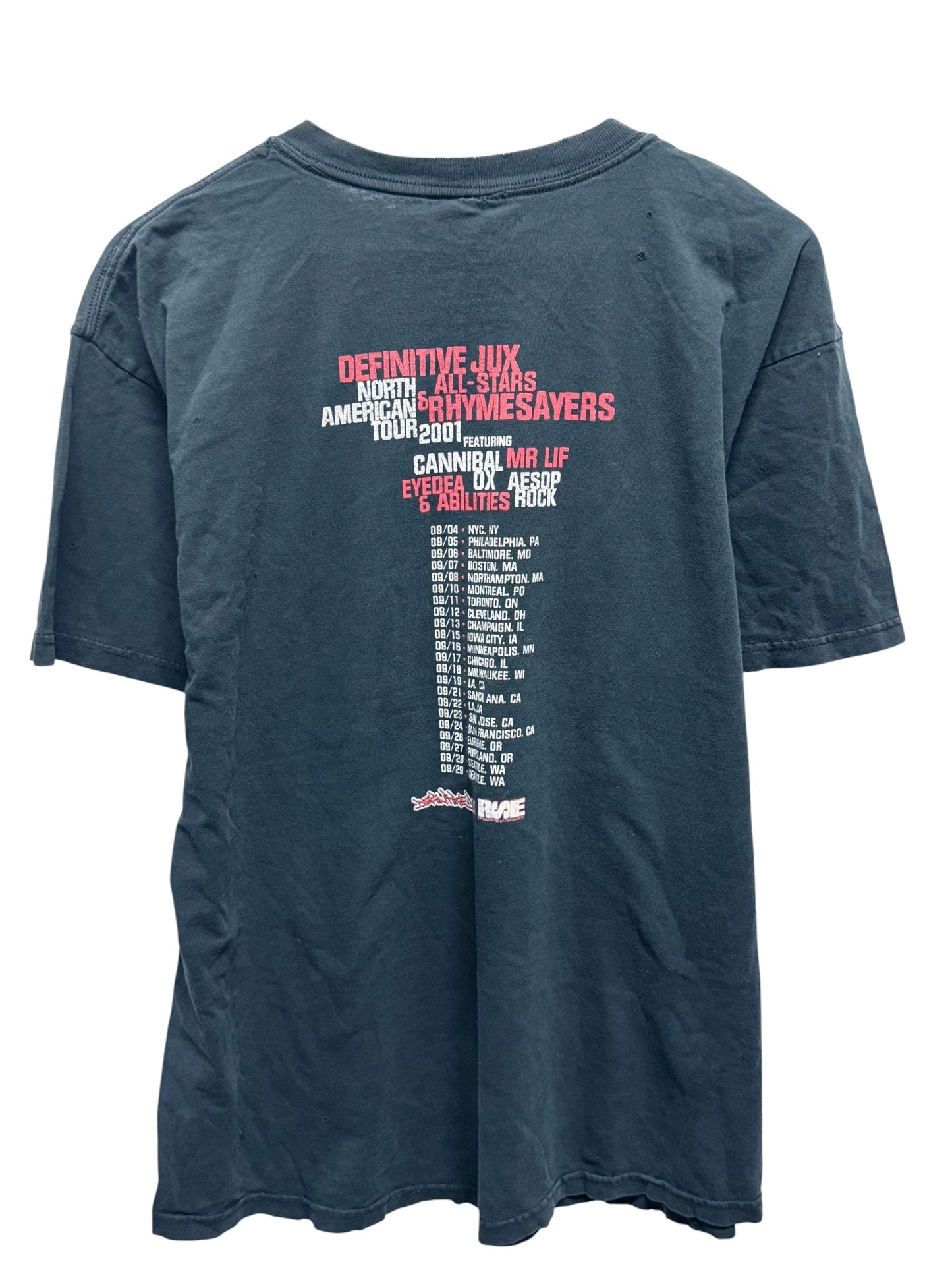 Vintage 2001 Definite Jux Rhymesayers Eyedea Hip Hop Tour Rap Tee Size XL
