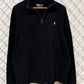 Vintage Polo Ralph Lauren Black Quarter Zip Sweater Size XL