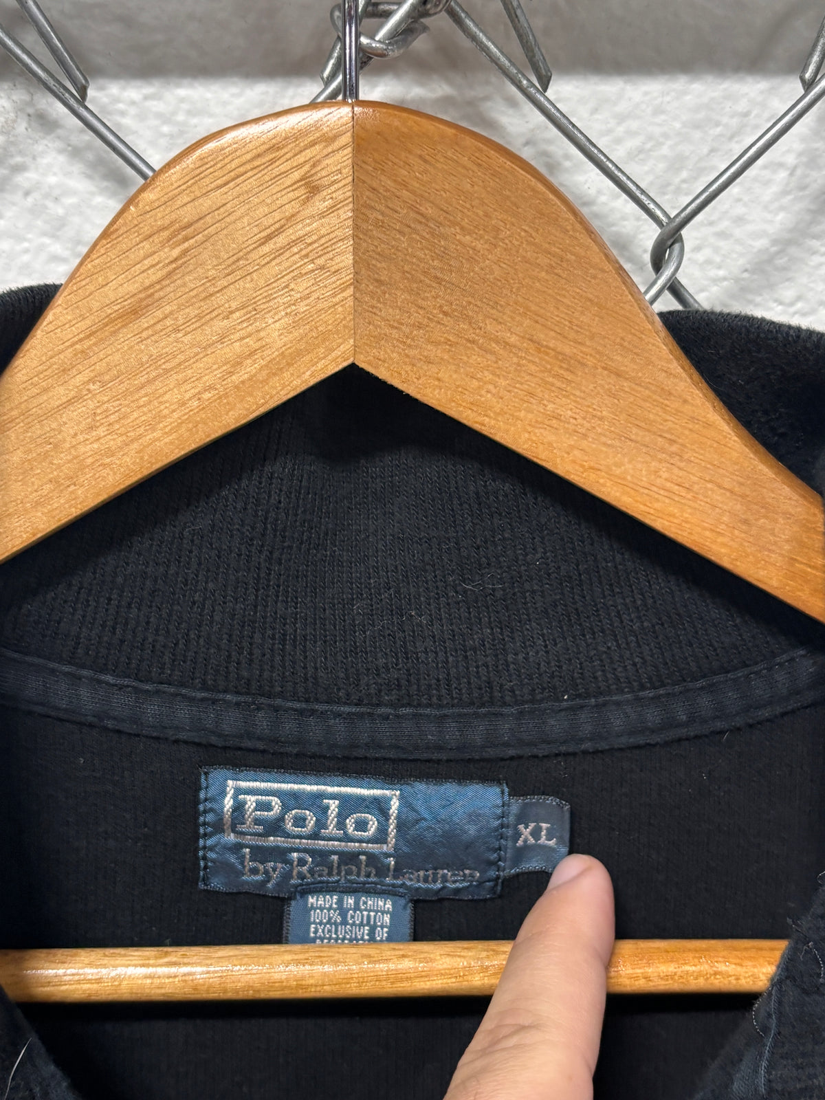 Vintage Polo Ralph Lauren Black Quarter Zip Sweater Size XL