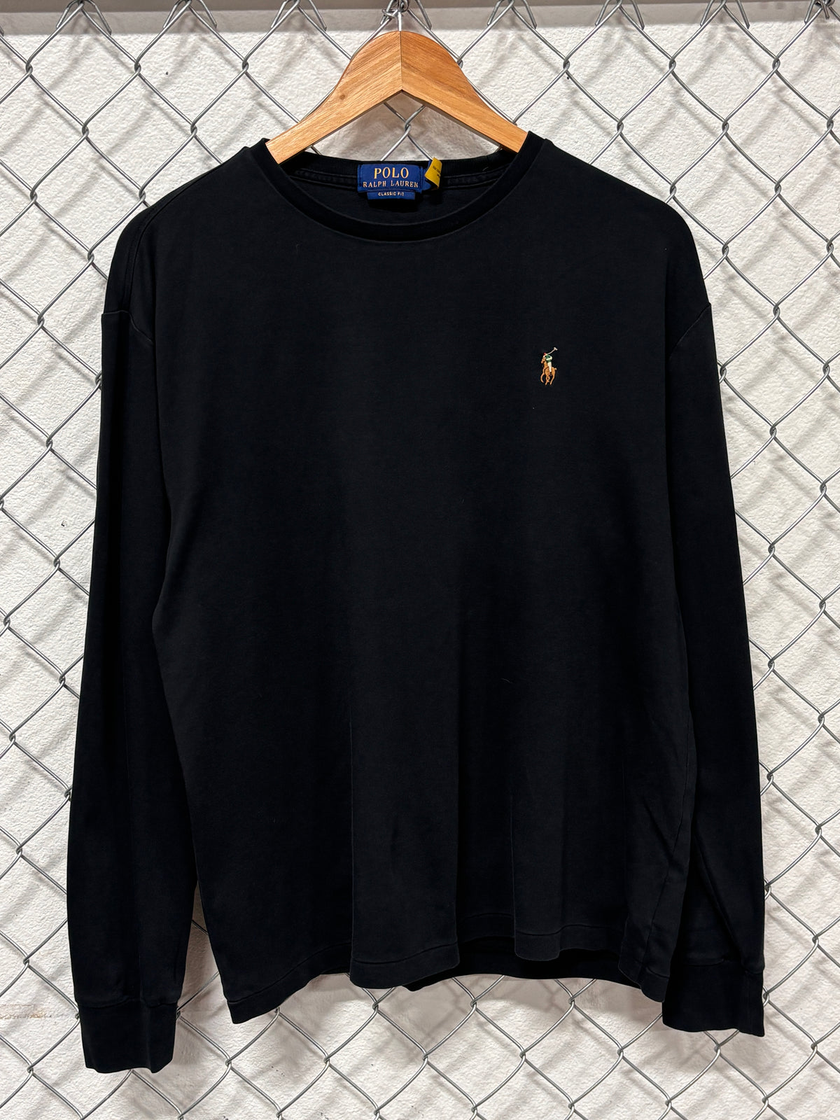 Polo Ralph Lauren Classic Logo Black Long Sleeve Shirt Size Medium